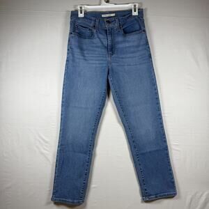 Levi’s Cotton Denim 724 High Rise Straight Crop Blue Modern Mom Jeans 30W